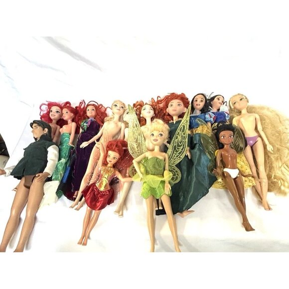 Disney Princess & Fairies Doll Lot 17 Ariel Merida Elsa Tinker Bell Rapunzel - Picture 3 of 11